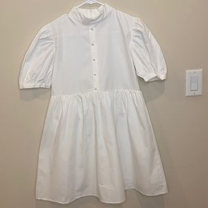 Nasty Gal White Button Puff Sleeve Dress
